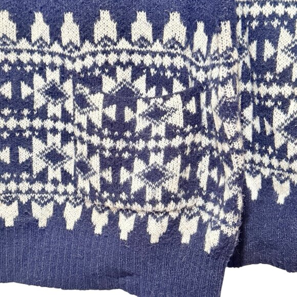 Alexia Admor Fair Isle Bulky Knit Navy Blue White Sweater Pockets Womens Medium - Picture 3 of 9